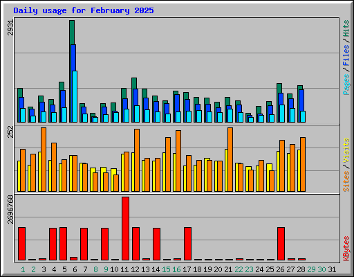 Daily usage for February 2025